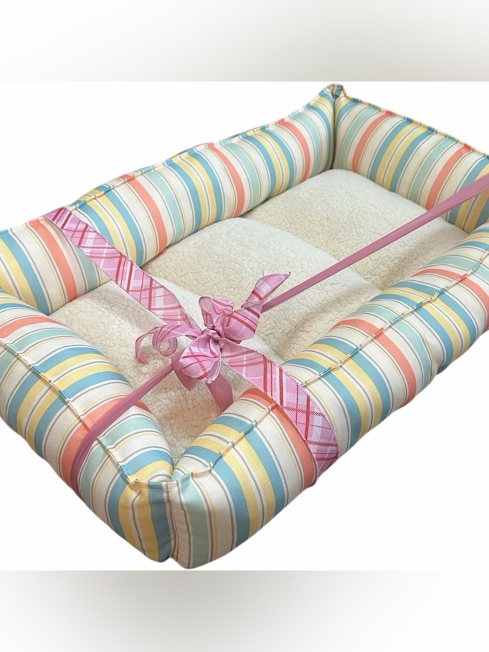 New LUXURIOUS Orthopedic Dog Bed Large Dog Bed Modern Pastel Striped Pet Bed